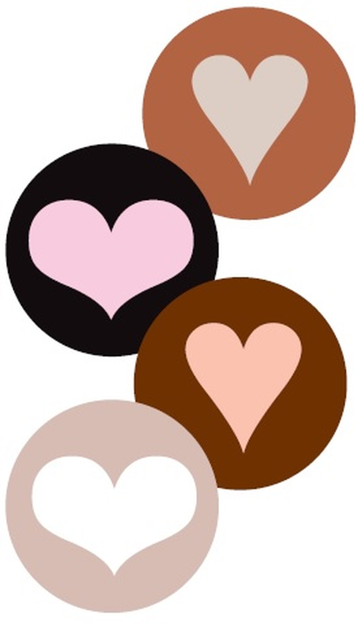 graphic of simple heart shapes in various colors and sizes