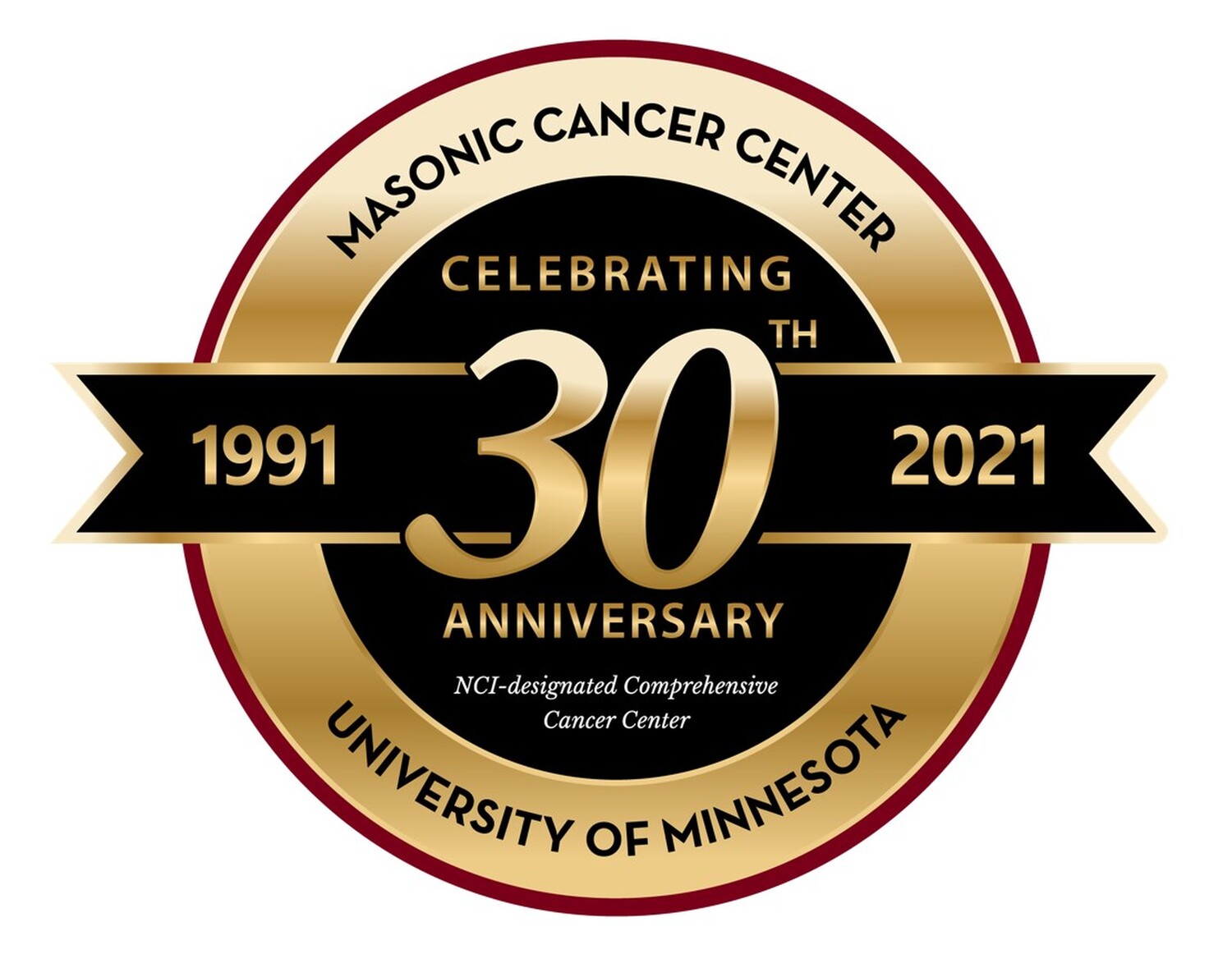 Masonic Cancer Center's 30th anniversary logo - 1991-2021