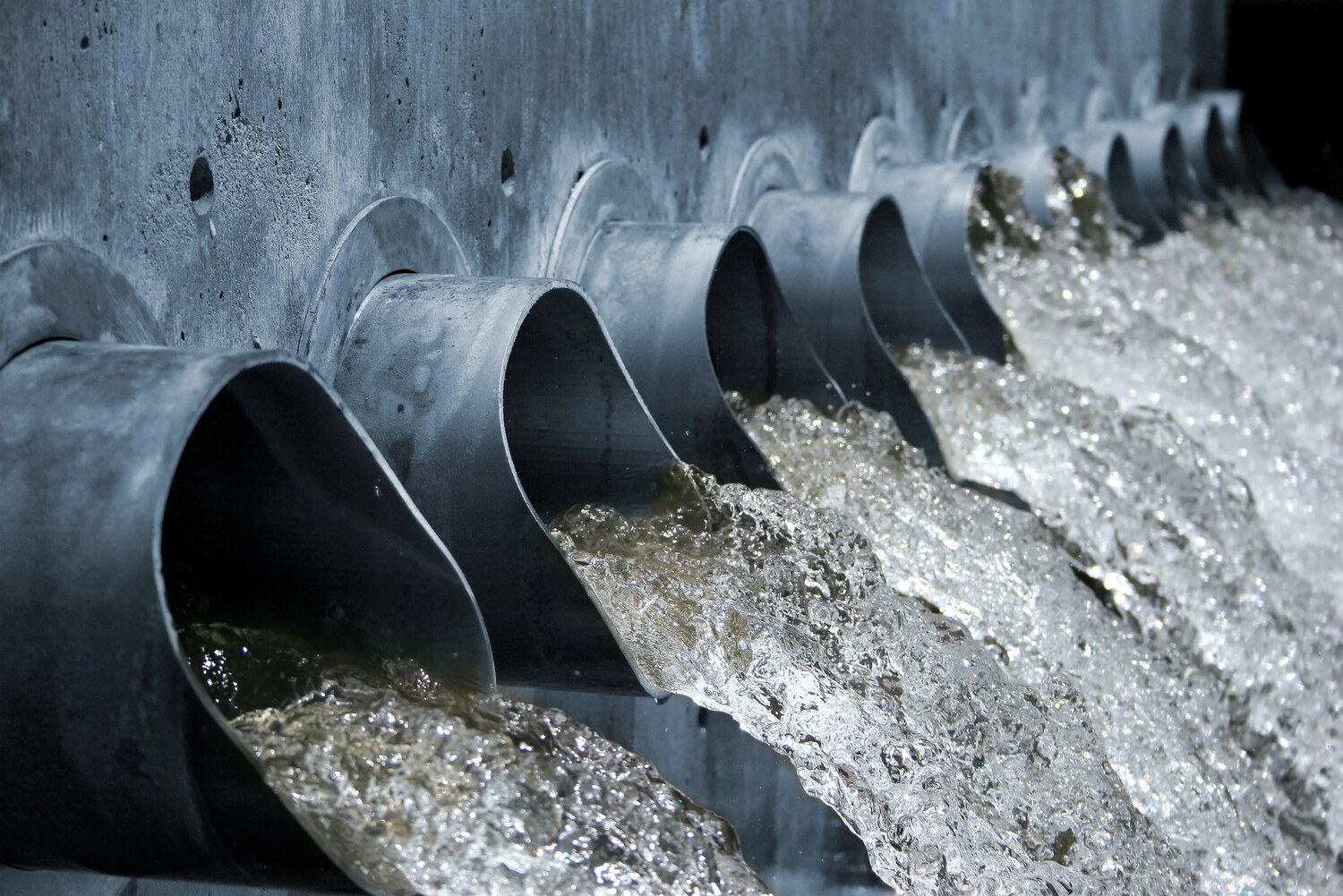 stock photo of rushing water at a wastewater treatment facility